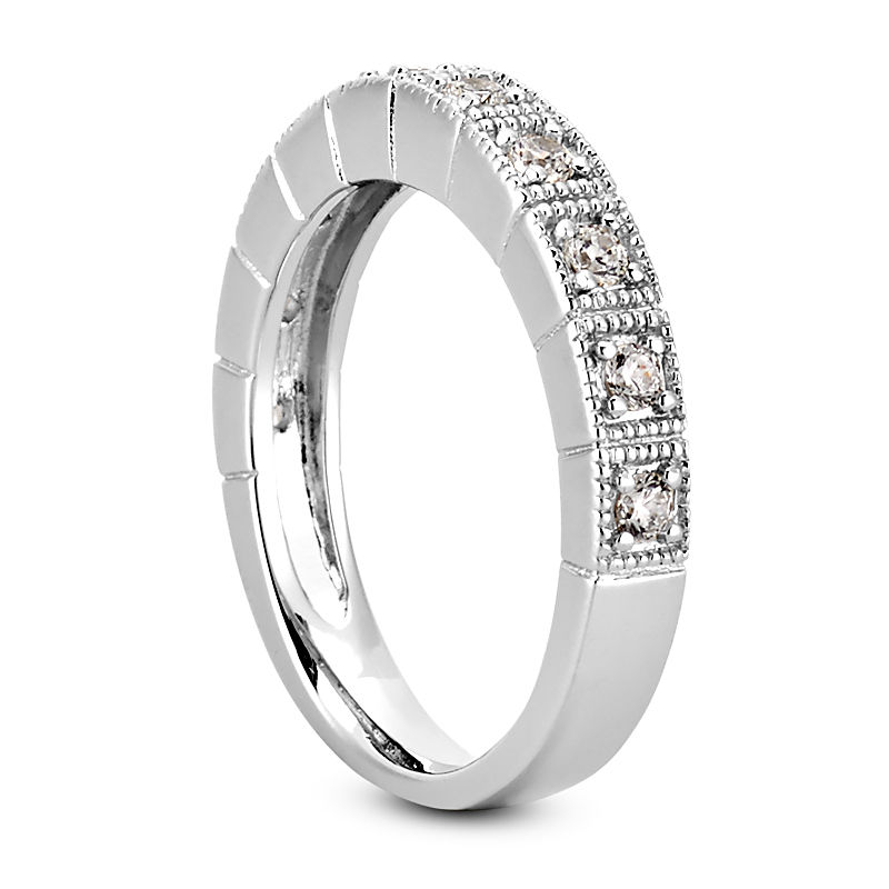 Thumbnail: Ladies 14KT White Gold Platinum Round Diamond Wedding Band WB805