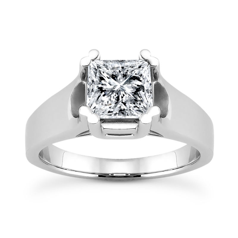 Ladies 14KT White Gold Platinum Solitaires Engagement Ring ENR796