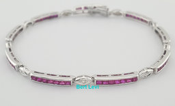 Ruby & Diamond 18k White Gold Bracelet 2 ct 7.25" Retail $4,495