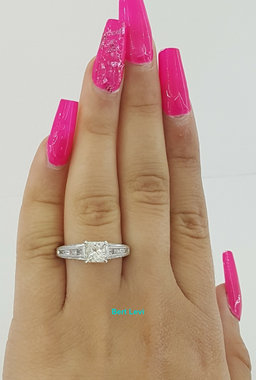Princess Diamond Engagement Ring 1.67 ct 14K White Gold H/SI2 Retail $9,395
