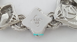 David Yurman Quatrefoil Chalcedony Diamond Bracelet 3.44 ct 18K W Gold 69 Grams