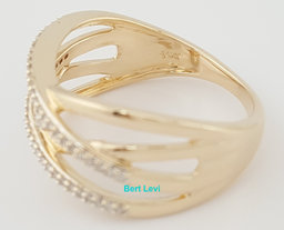 Round Diamond Crossover Wedding Band Ring 0.2 ct 14K Yellow Gold