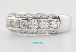 Channel Set 3-Row Round Diamond Wedding Band 14k White Gold 2 ct 7 mm Rtl $3,995