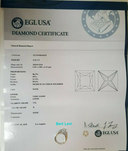 Princess Cut Diamond Engagement Ring 1.30 ct 18K White Gold D/VS2 Rtl $10,000