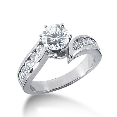 Ladies 14KT White Gold Platinum Fancy Engagement Ring ENR2223