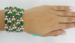 Green Emerald & Diamond Tennis Bracelet 78 ct 18k White & Yellow Gold Rtl $200K