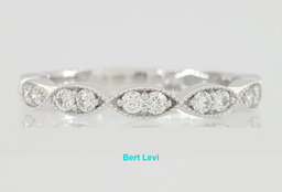 14K White Gold Half Circle Round Diamond Marquise Style Wedding Band 0.35 ct