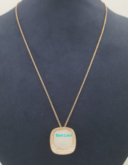 Roberto Coin Carnaby Street Diamond MOP Necklace 18K Rose Gold 0.3 ct 16-18"