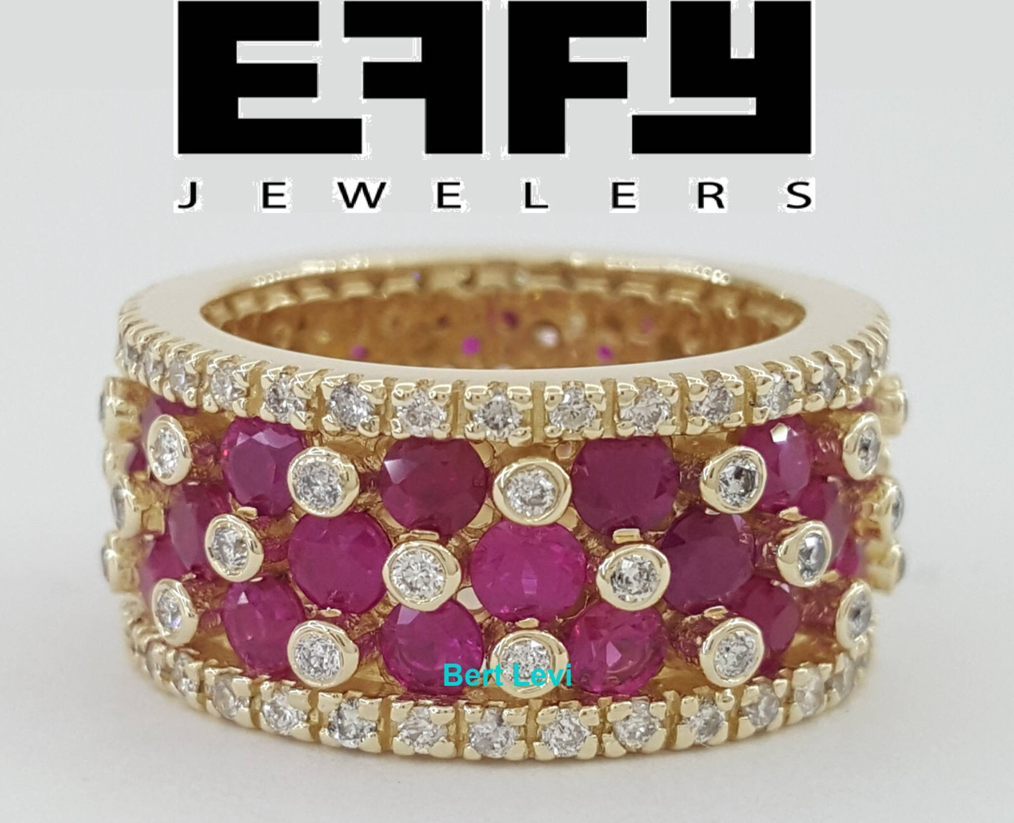 Effy Ruby & Diamond Eternity Ring 14K Yellow Gold 5 ct 9.7mm