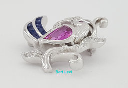Le Vian LeVian 18K White Gold 2.09 ct Pink Sapphire Diamond Bird Brooch Pin