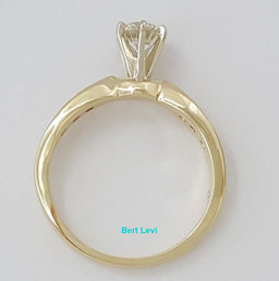 0.41 ct 14K Yellow Gold Round Brilliant Cut Diamond Solitaire Engagement Ring 
