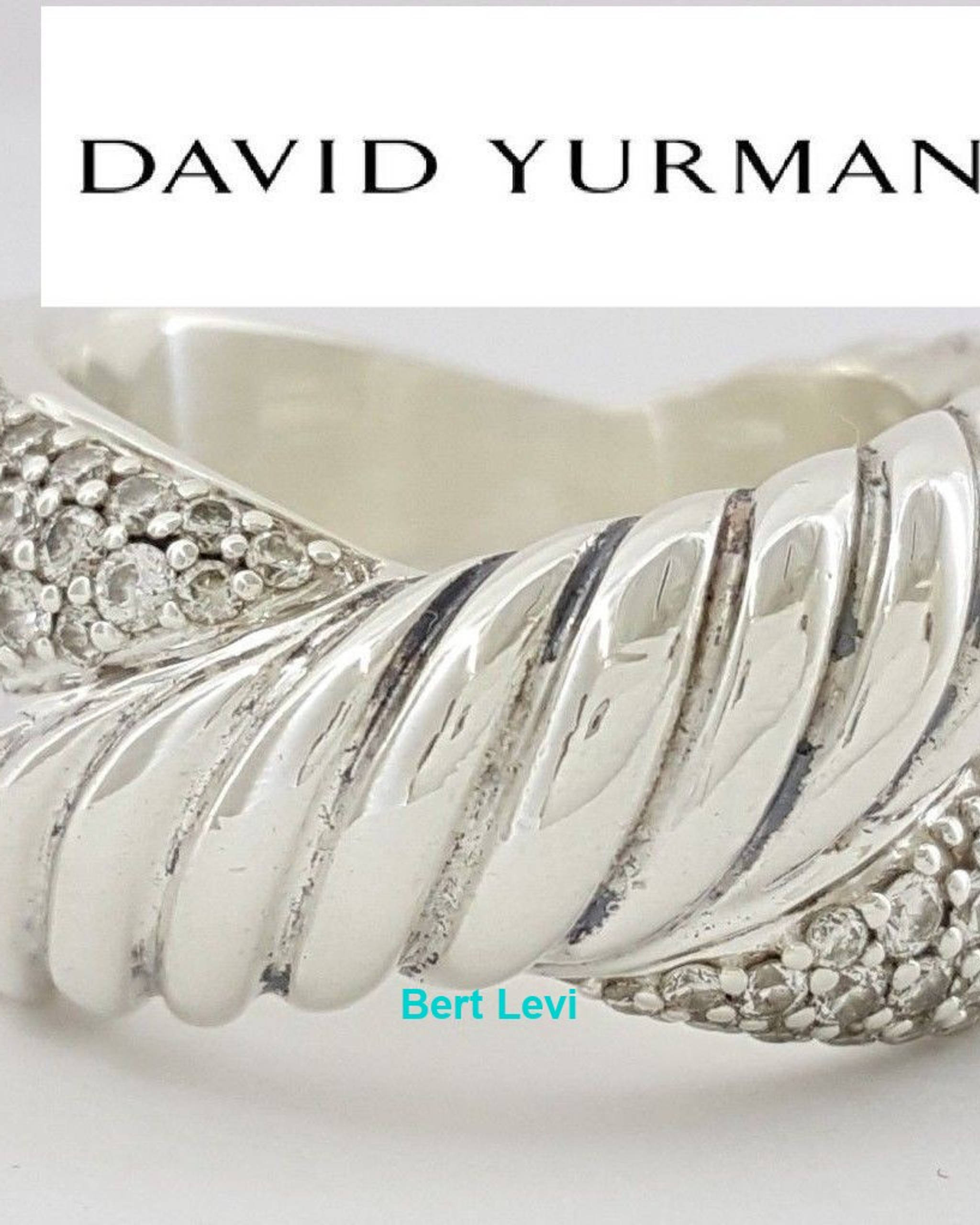 David Yurman 925 Sterling Silver 0.6 ct Diamond Crossover X Band / Ring 12 mm
