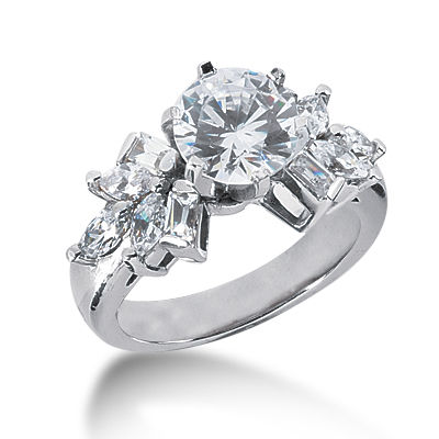 Ladies 14KT White Gold Platinum Fancy Engagement Ring ENR2840