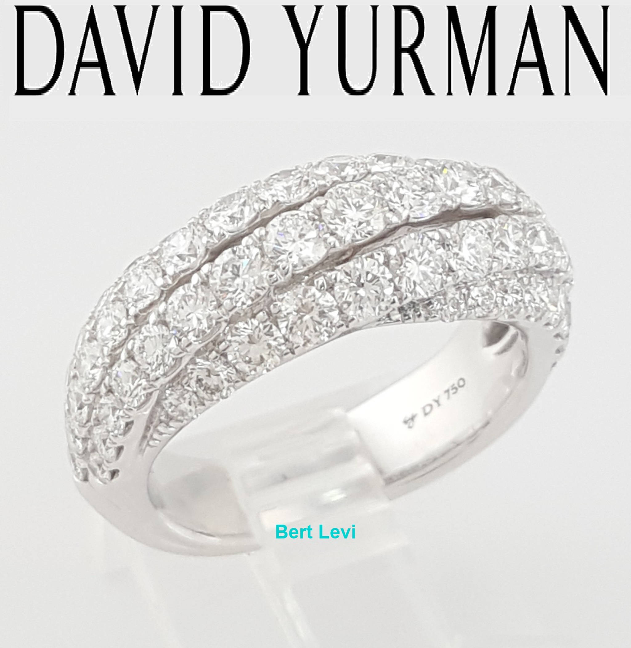 David Yurman Floating Diamond Ring 18k White Gold 8.2 mm 2.23 ct Retail $14,500