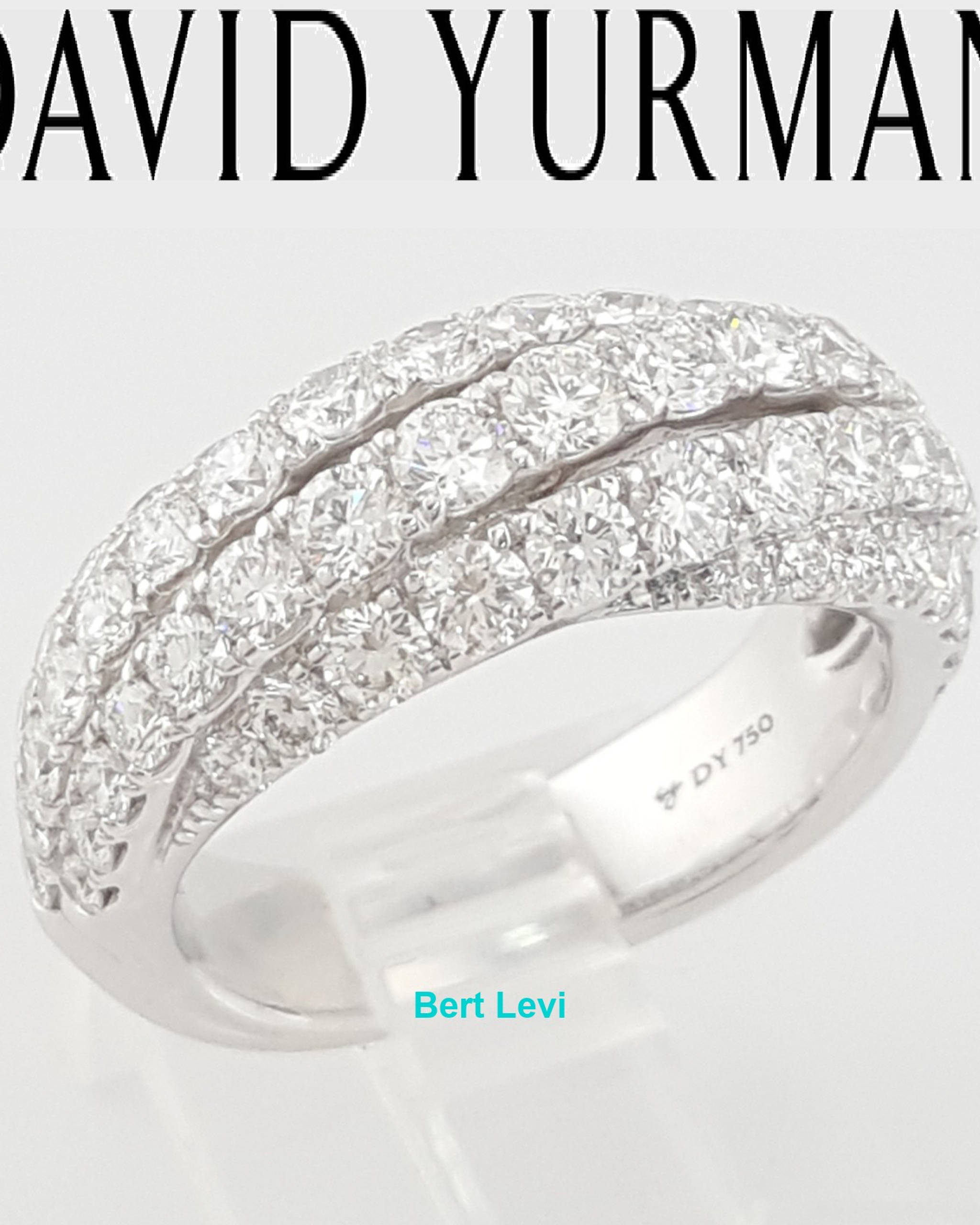 David Yurman Floating Diamond Ring 18k White Gold 8.2 mm 2.23 ct Retail $14,500