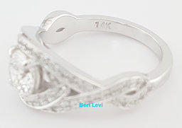 Evil Eye Diamond Halo Crossover Engagement Ring 1.05 ct 14k White Gold Rtl $3K