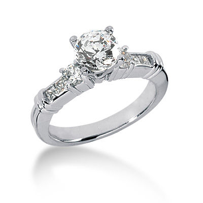 Ladies 14KT White Gold Platinum Fancy Engagement Set ENS284-A