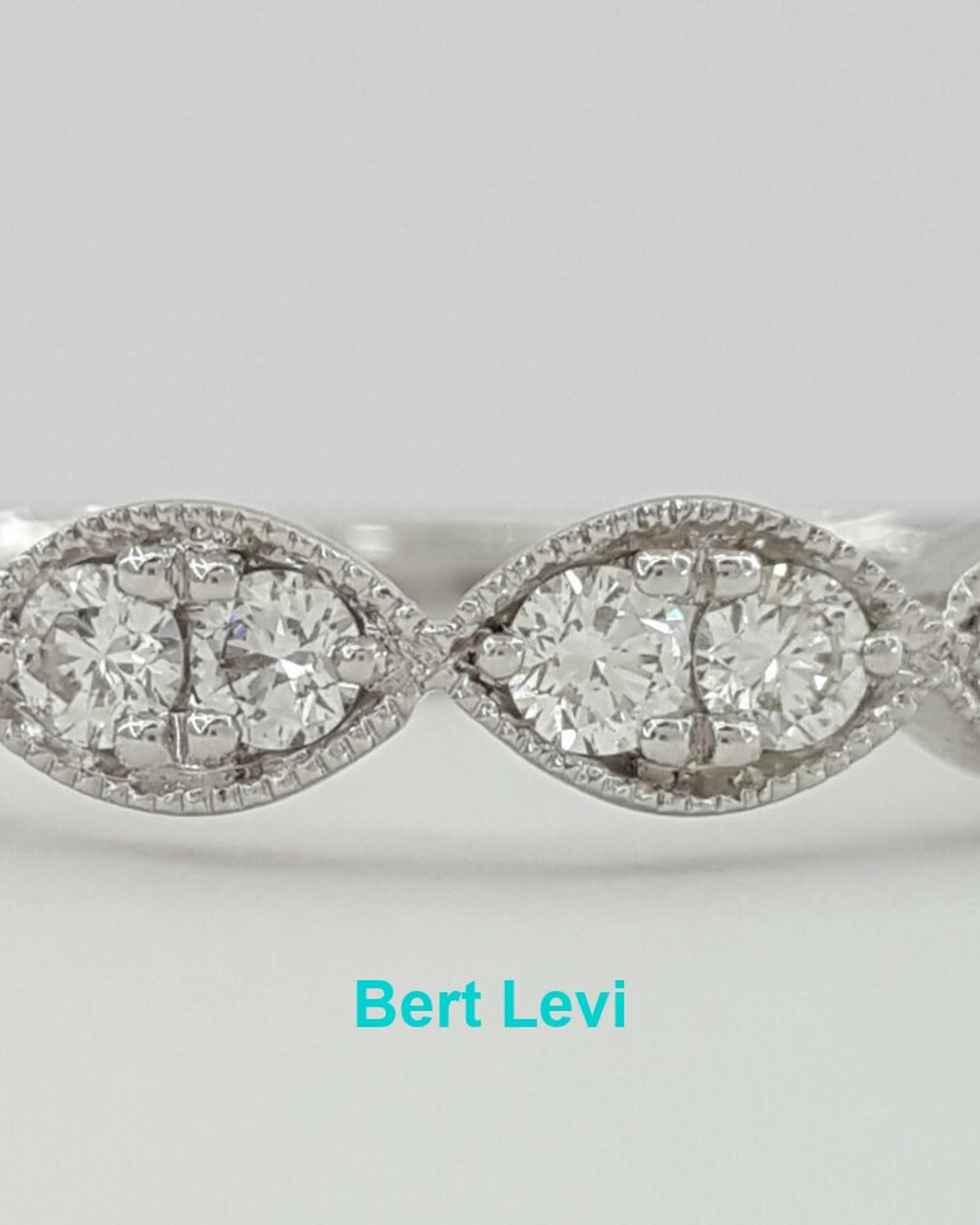 14k White Gold Half Circle Round Diamond Marquise Style Wedding Band Ring 0.5 ct