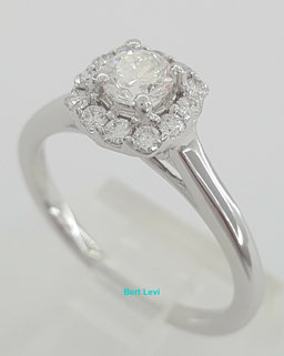 0.5 ct 14k White Gold Round Brilliant Cut Flower Halo Engagement Ring Size 5.25