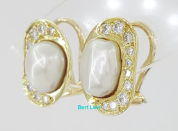 Tiffany & Co Vintage Earclips Clip-On Earrings Pearl & 0.5 ct Diamond 18K Gold
