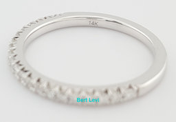French Pave Round Diamond Wedding Band 0.26 ct 14k White Gold 1.8 mm