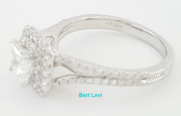 Princess Diamond Double Halo Split Shank Engagement Ring 1.33 ct 14k W Gold $7k