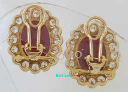 Burma No Heat Ruby & Diamond Halo Earrings 18.95 ct 18k Yellow Gold Retail $58K