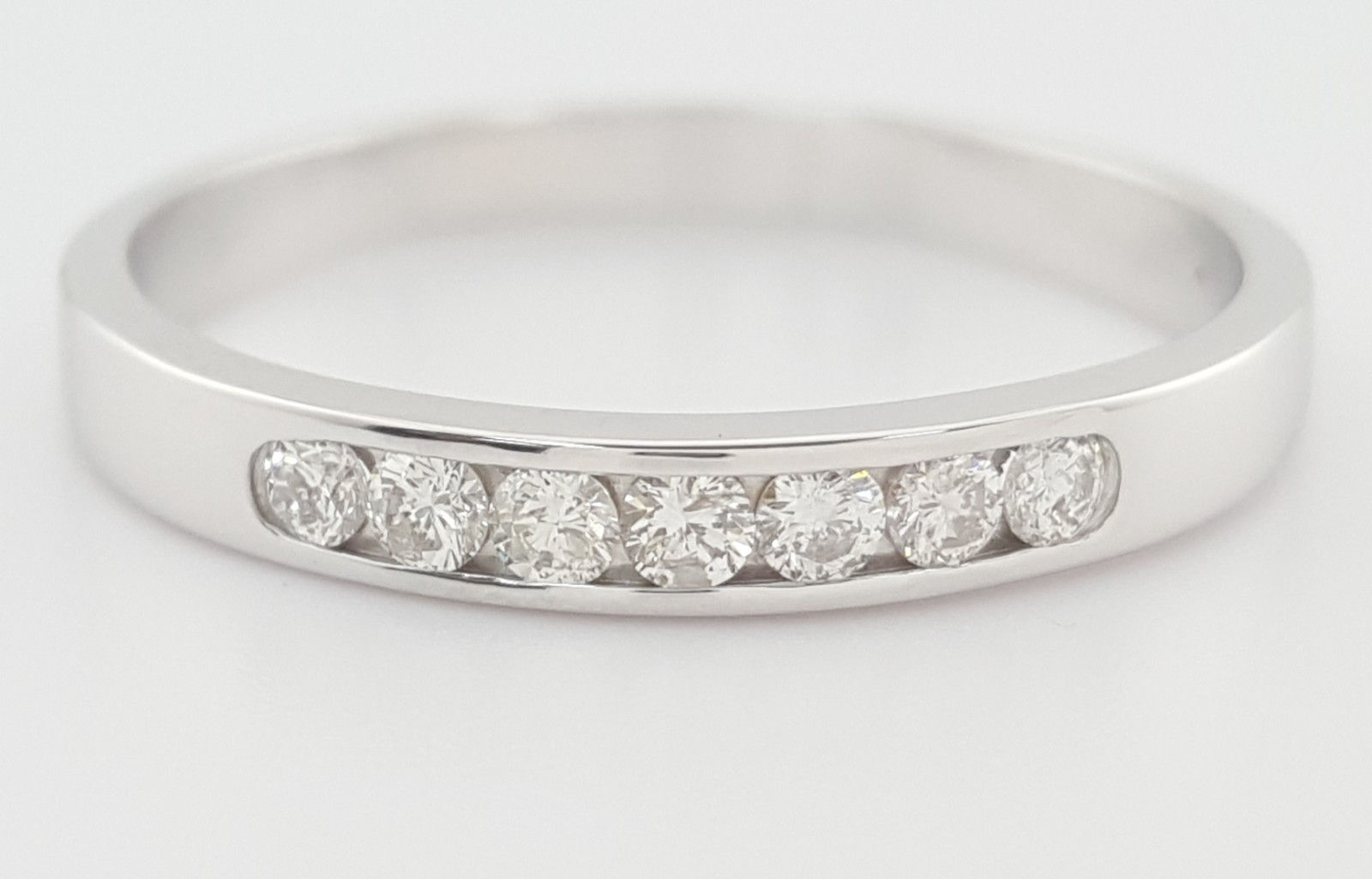 Round Diamond Channel Set Wedding Band Ring 0.28 ct 3 mm 14k White Gold