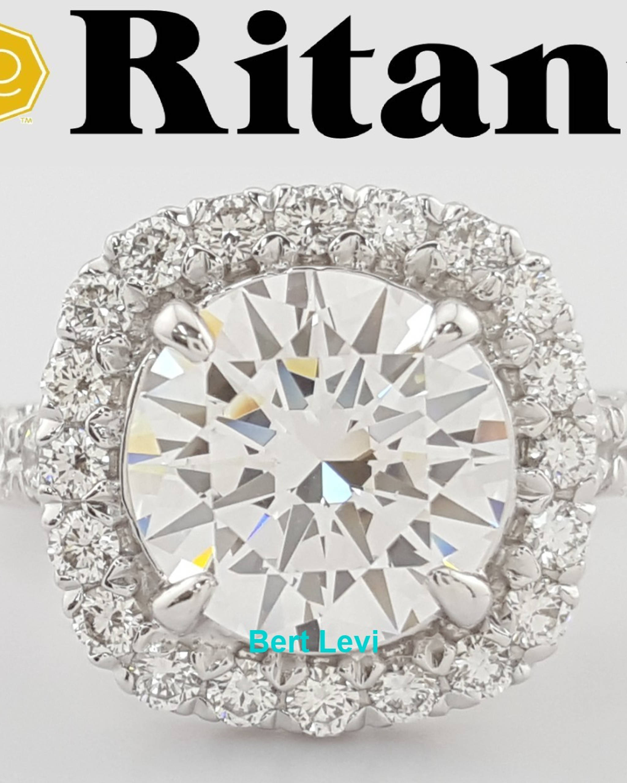 Ritani Masterwork 1RZ2817 Semi-Mount Engagement Ring 0.83ct 14k W Gold Rt $5,375