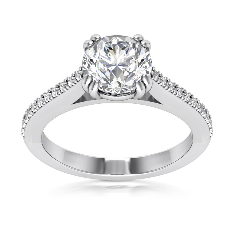 Ladies 14KT White Gold Platinum Fancy Engagement Ring ENR9495-1