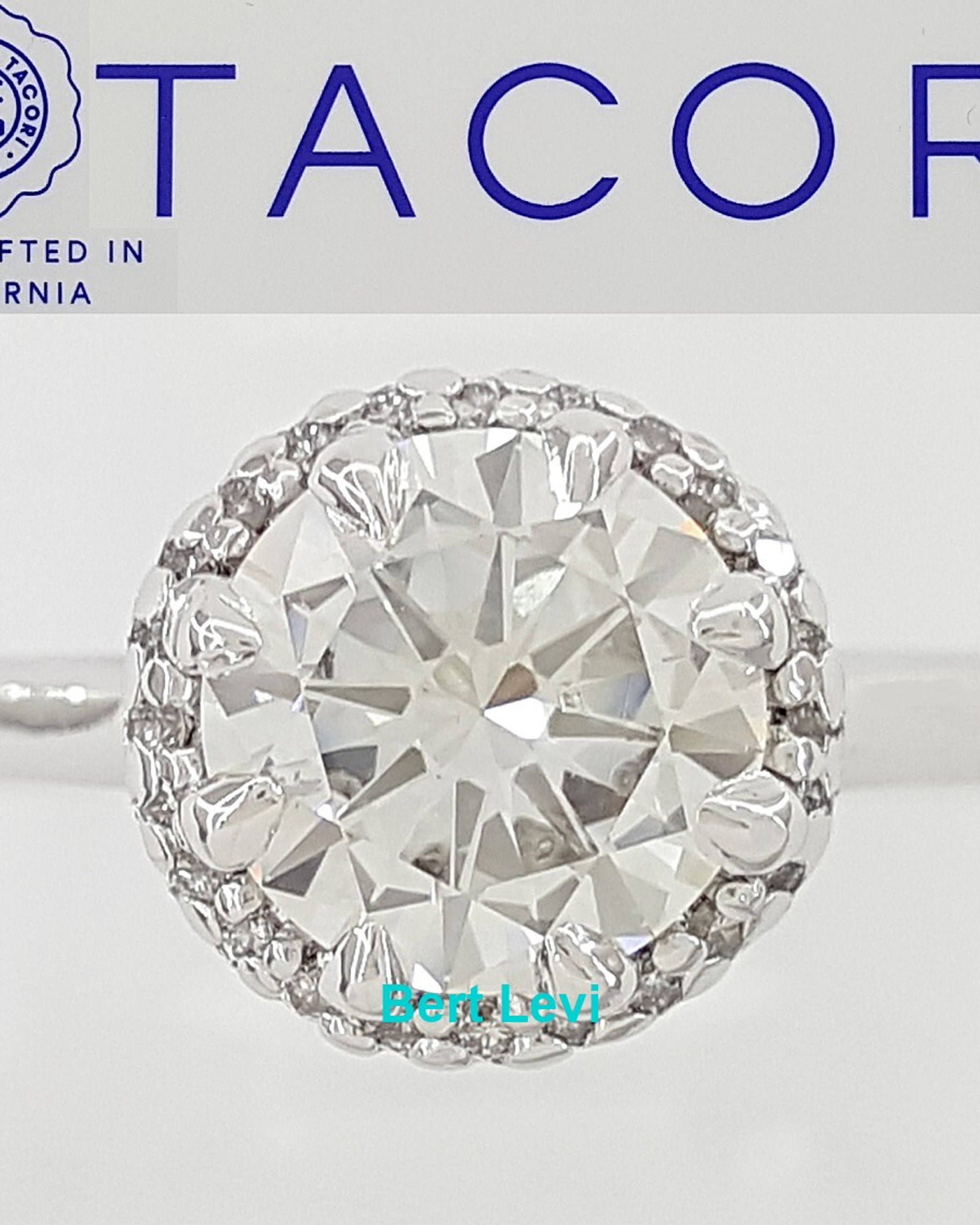 Tacori Round Diamond Halo Engagement Ring 1.16 ct Platinum Ratail $10K