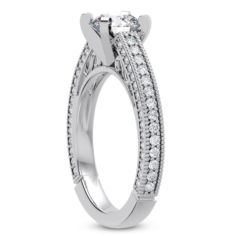 Thumbnail: Ladies 14KT White Gold Platinum Antique Engagement Set ENS2242-A