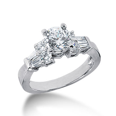 Ladies 14KT White Gold Platinum Fancy Engagement Ring ENR2250