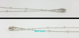 Round & Marquise Cut Diamond Drop Necklace 8.8 Grams 17" 1.2 ct 14K White Gold