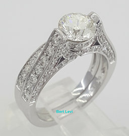 Hearts & Arrows Round Cut Diamond Engagement Wedding Ring Set 2.35 ct Rtl $13.5k