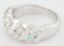 Leo Round Diamond Wedding Anniversary Band 6.4mm 14k White Gold 1.37ct