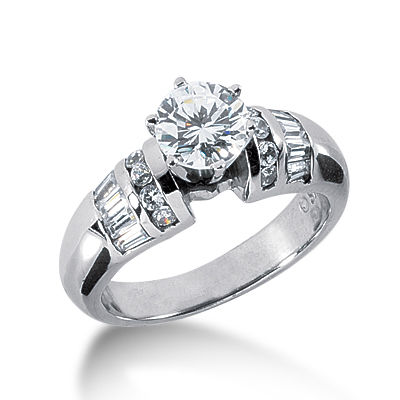 Ladies 14KT White Gold Platinum Fancy Engagement Ring ENR2359