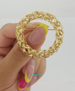 Tiffany & Co Vintage Circle Brooch Pin 14K Yellow Gold 12.8g 1.53" 1970's