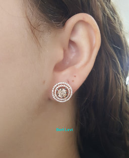LeVian Le Vian Chocolate Diamond Double Halo Earrings 14k Strawberry Gold 2.12ct