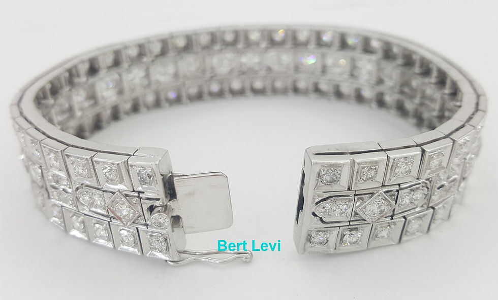 Thumbnail: Vintage Old European Diamond 3 Row Tennis Bracelet 6 ct 14K W Gold Plat 1940's
