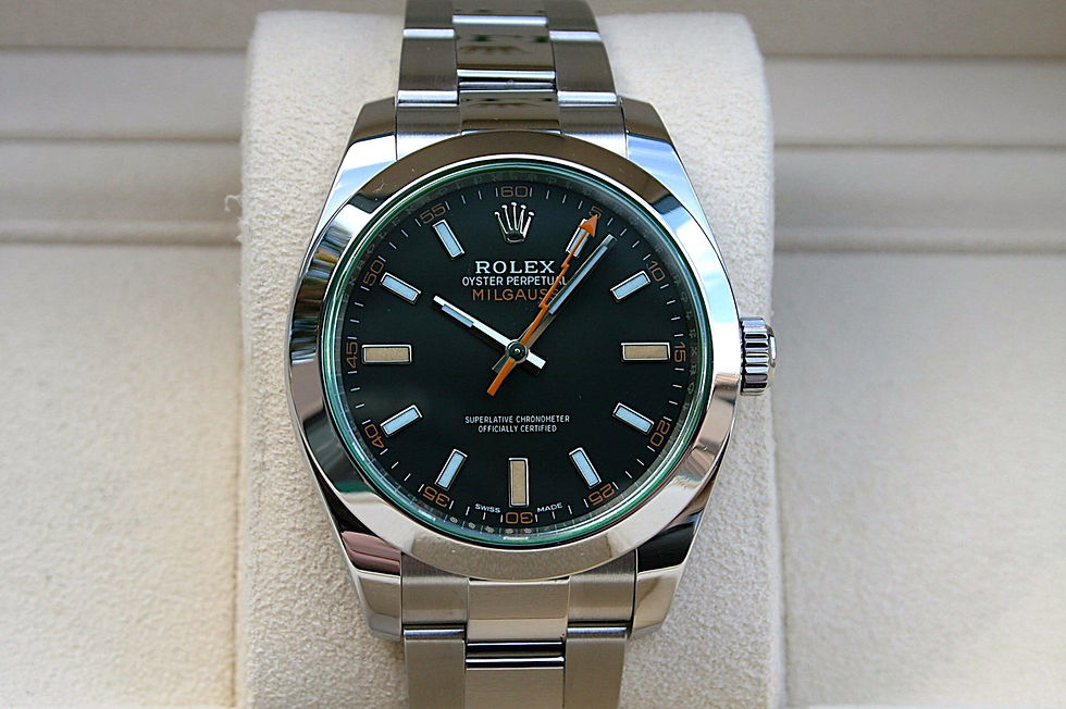 ROLEX 116400GV MILGAUSS WATCH BLACK DIAL GREEN CRYSTAL
