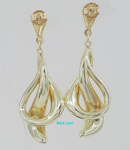 14k Yellow Gold Drop Dangle Earrings 1.75" 5.4 Grams