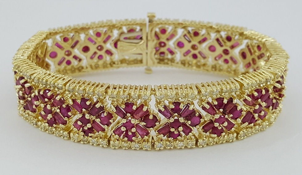 Diamond & Red Ruby Flower Tennis Bracelet 24.6 ct 53.8 Grams 7 1/8"