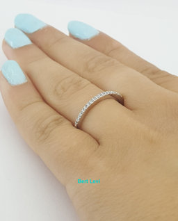 0.2 ct Round Diamond Half Circle Pave Wedding Band 1.6 mm 14k White Gold
