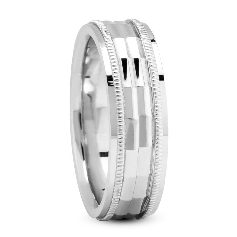 Mens 14KT White Gold Platinum Traditional Wedding Band M1165