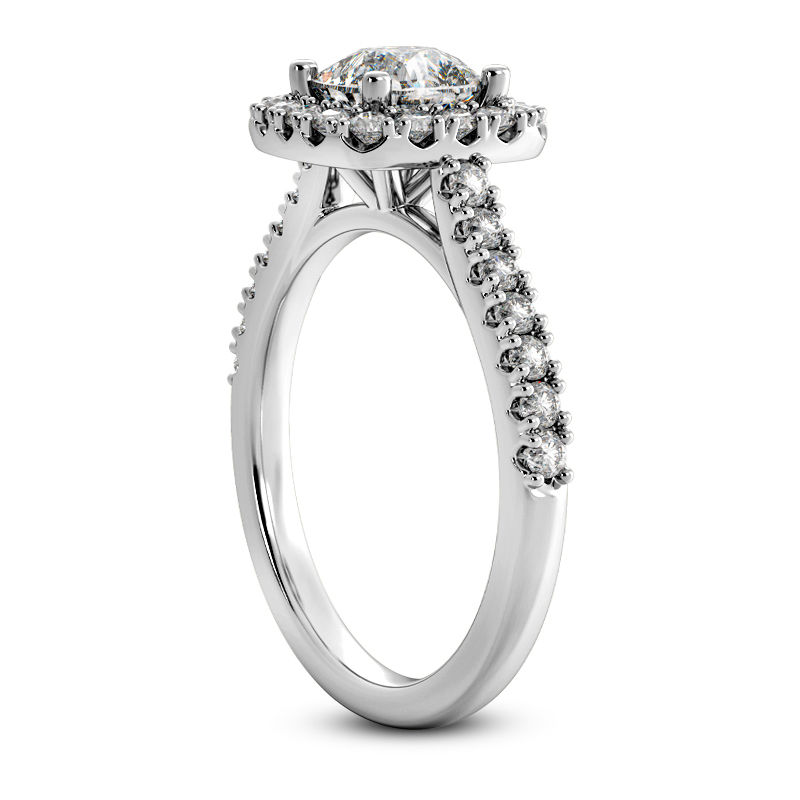 Thumbnail: Ladies 14KT White Gold Platinum Halo Engagement Ring ENR9349-6x6