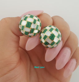 Vintage Tiffany & Co Malachite & MOP Cufflinks 18k Yellow Gold 14.2 Grams