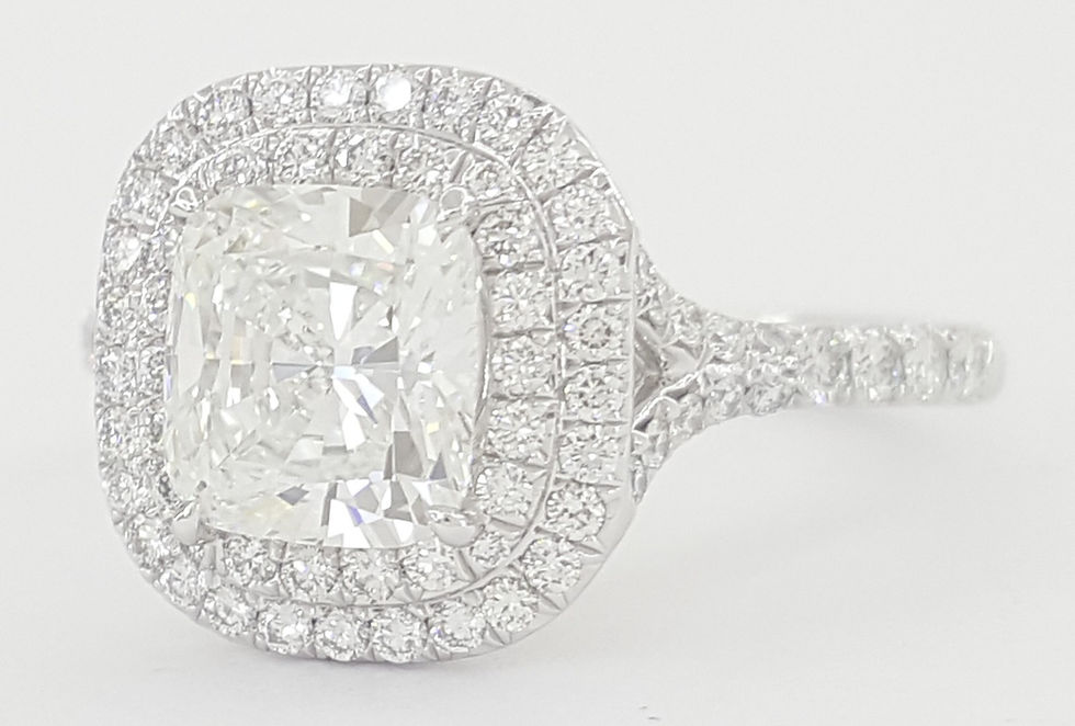 Thumbnail: Tiffany & Co Soleste Cushion Double Halo Diamond Engagement Ring 1.99 ct Rt $53k