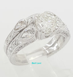 Vintage Old European Cut Diamond Engagement Wedding Ring 2.34 ct 14k