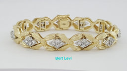 Vintage 1.76 ct Round Cut Diamonds 14K Gold Ribbon Tennis Bracelet 31 Grams 6"